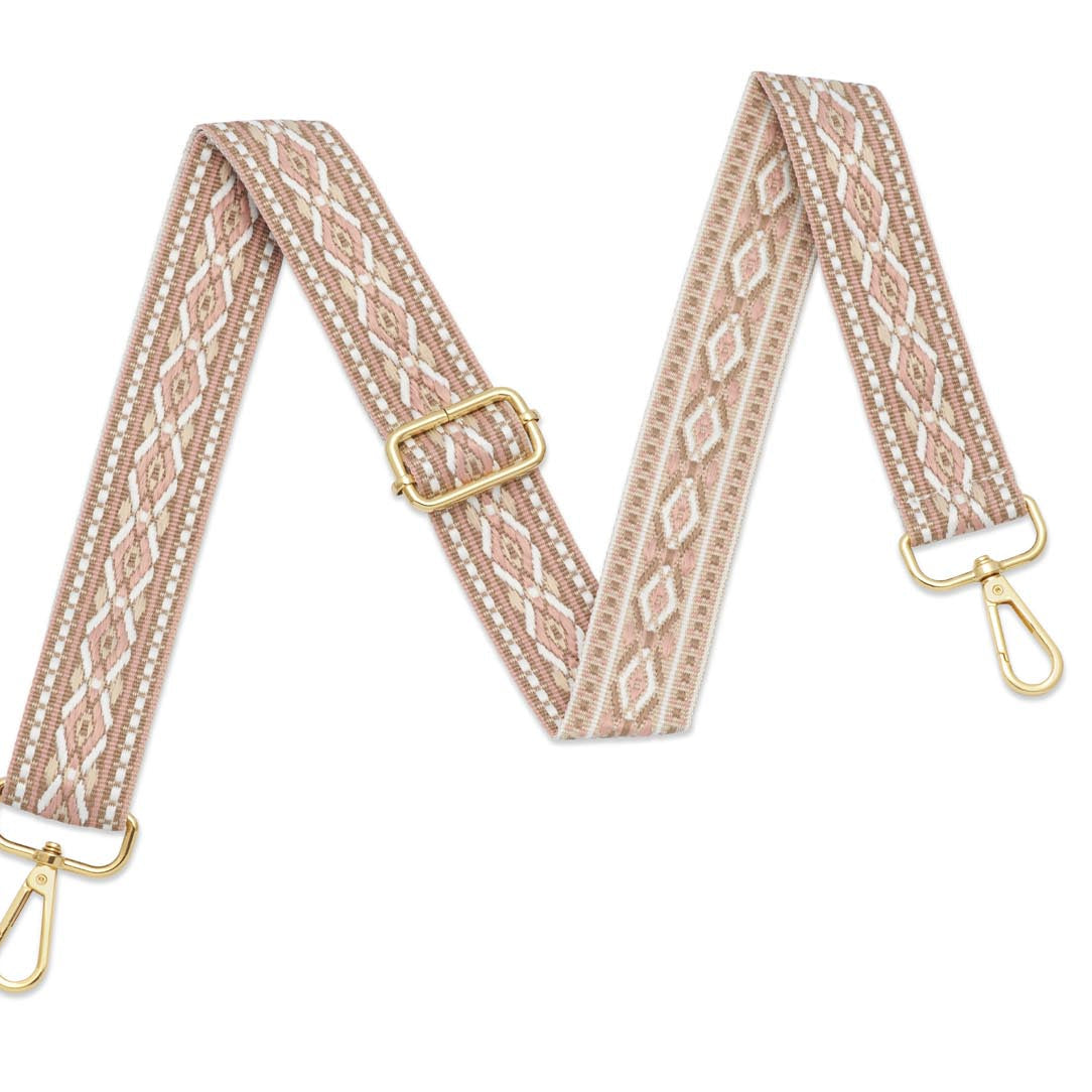 Crossbody Strap - Patterned Strap in Blush Pink (Gold Hardware) | Betsy & Floss