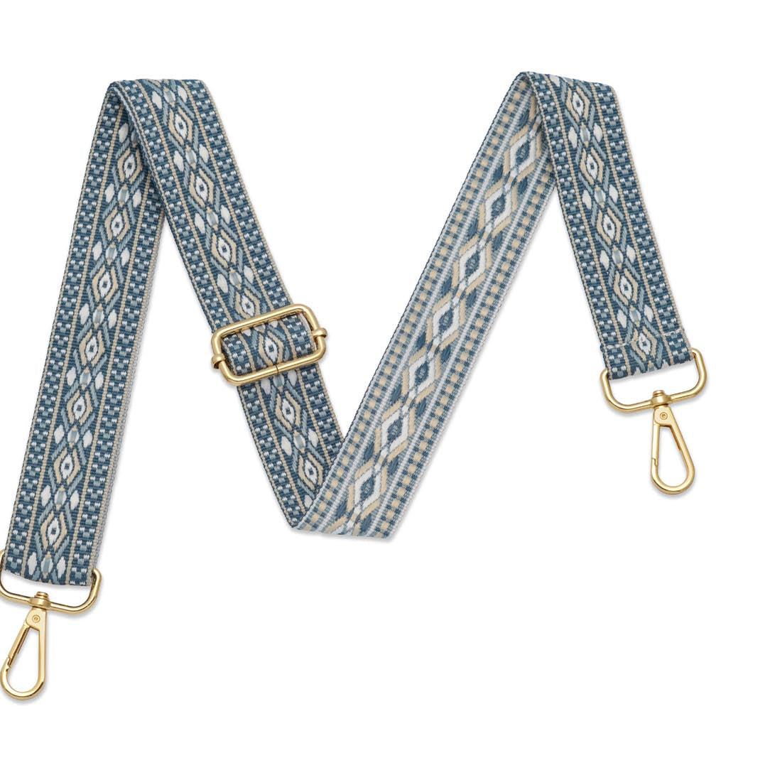 Crossbody Strap - Patterned Strap in Light Blue (Gold Hardware) | Betsy & Floss