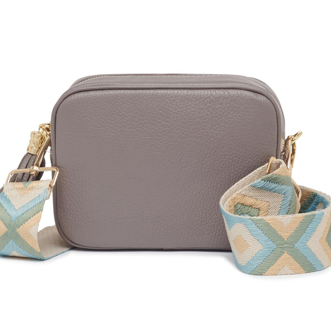 Verona Crossbody Tassel Cinder Bag with Light Blue Bohemian Strap Cinder | Betsy & Floss