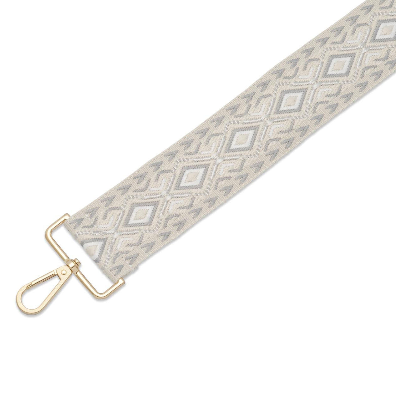 Crossbody Strap - Diamond Patterned Strap in Light Grey (Gold Hardware) | Betsy & Floss
