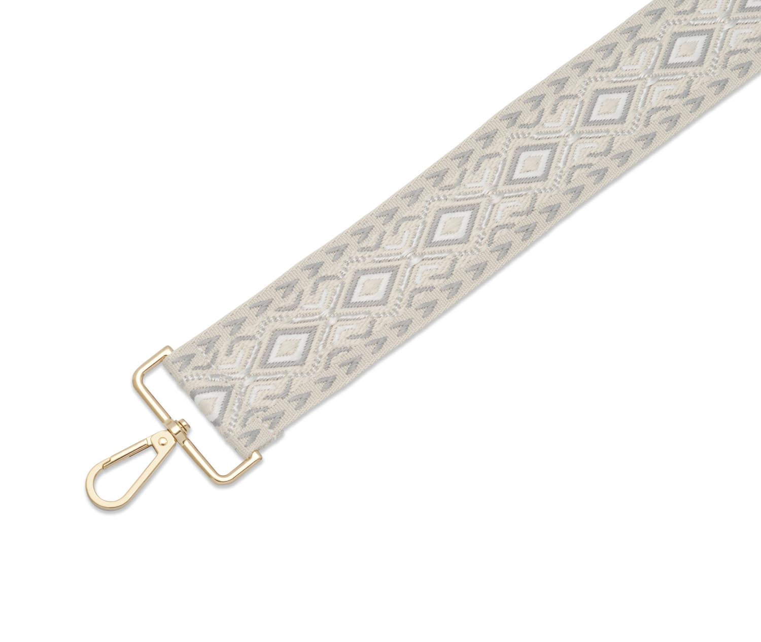 Crossbody Strap - Diamond Patterned Strap in Light Grey (Gold Hardware) | Betsy & Floss