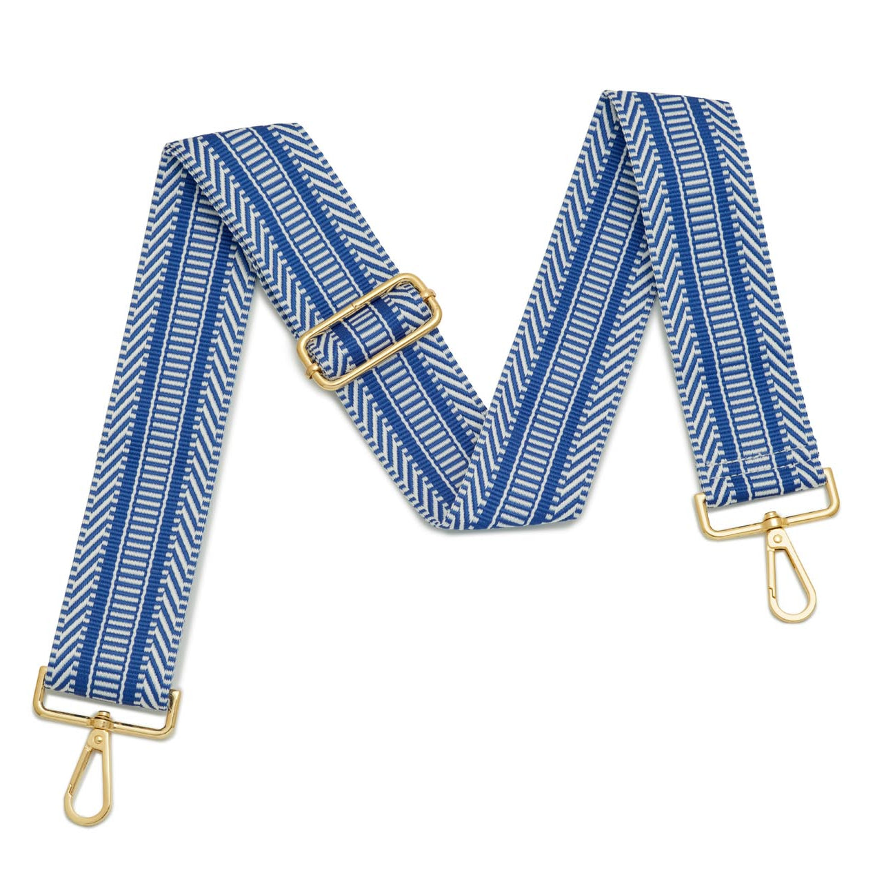 Crossbody Strap - Light Blue and White Chevron (Gold Hardware) | Betsy & Floss