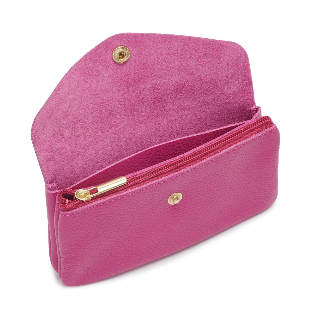 Medium Popper Leather Purse Fuchsia | Betsy & Floss
