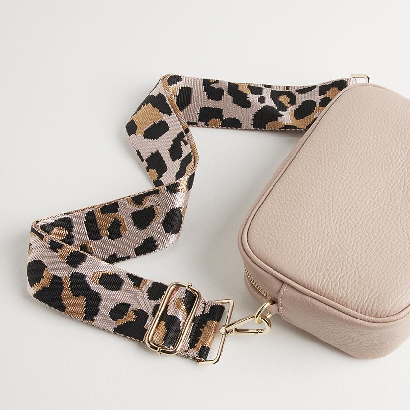 Verona Crossbody Tassel Blush Bag with Light Pink Leopard Strap Blush Pink | Betsy & Floss