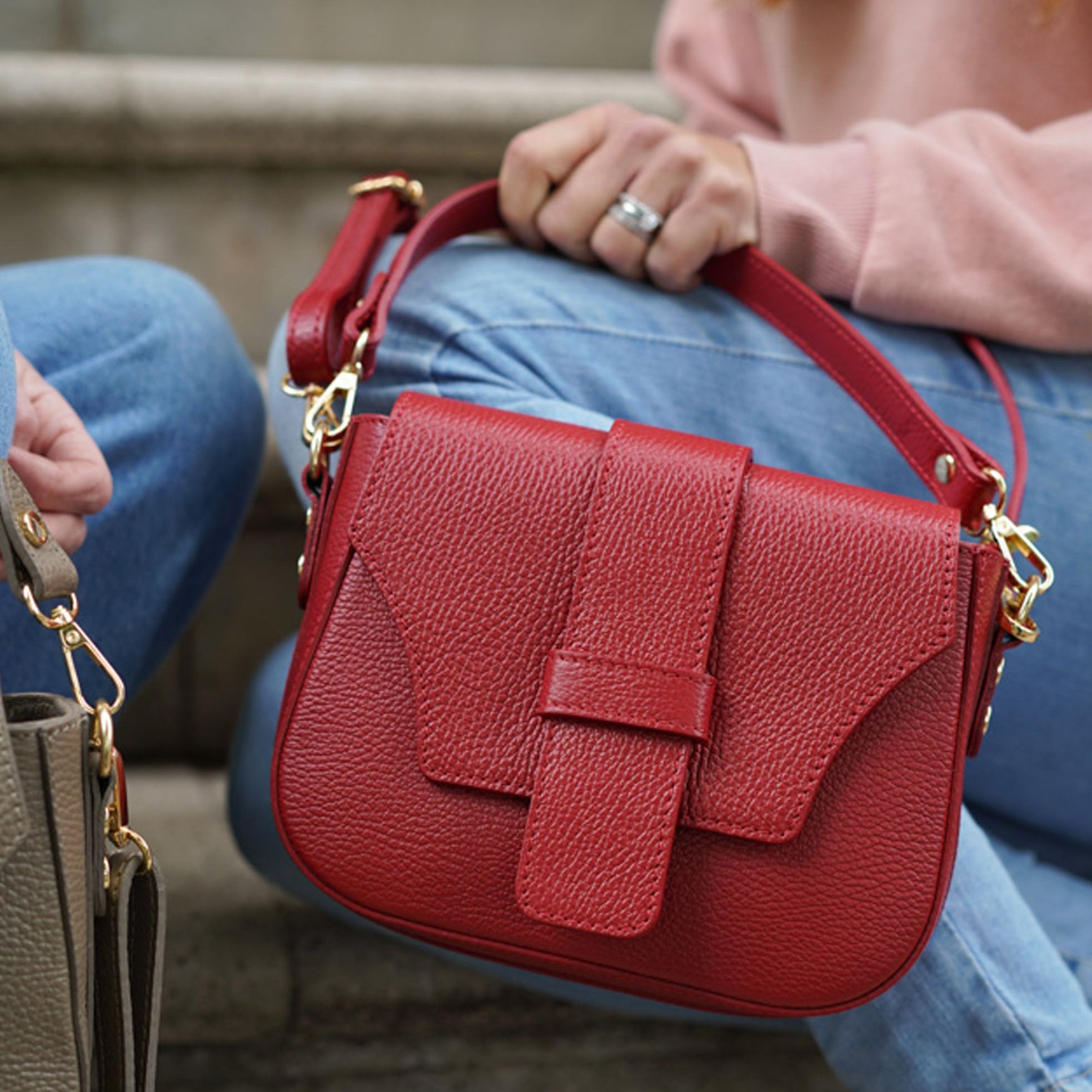 Apulia Satchel Crossbody Bag Dark Taupe | Betsy & Floss