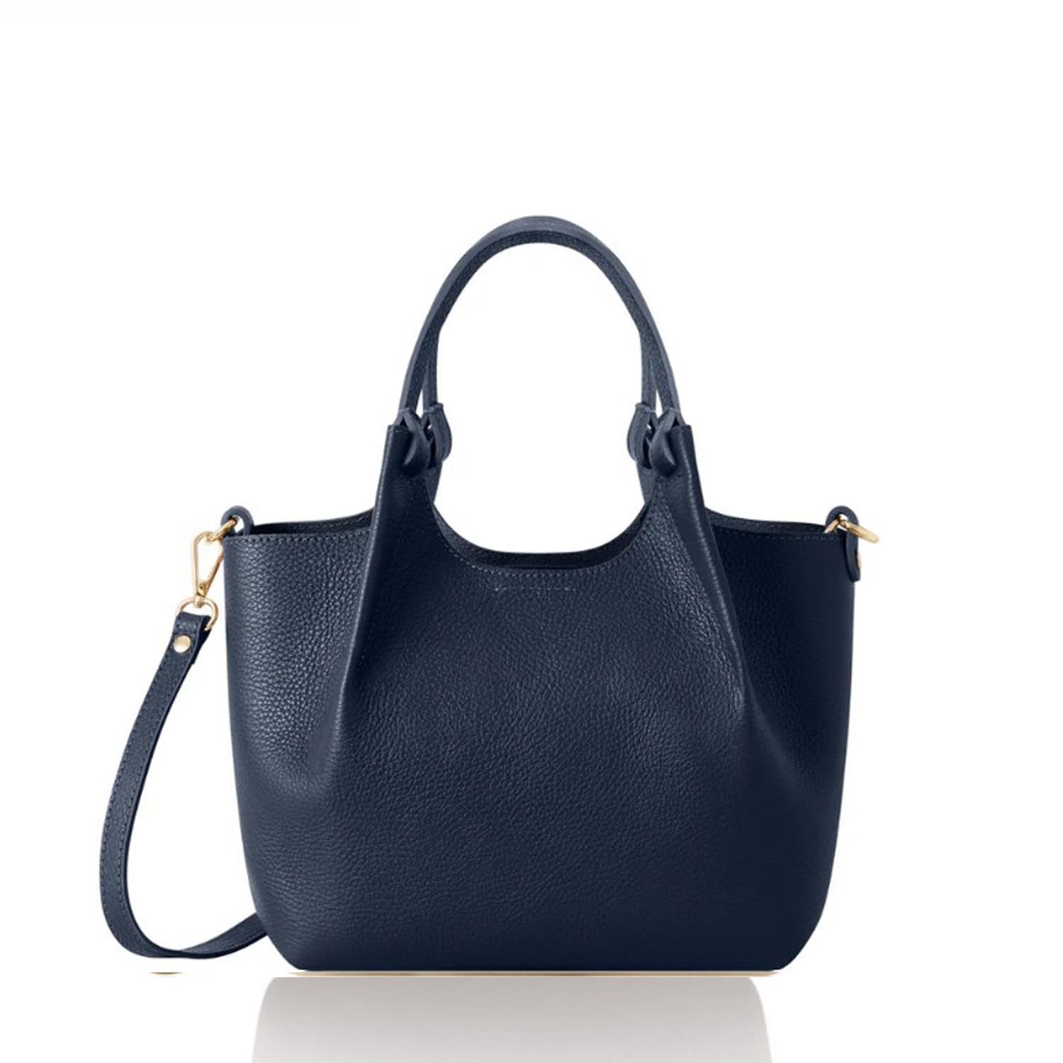 Cento Leather Tote Bag Navy | Betsy & Floss