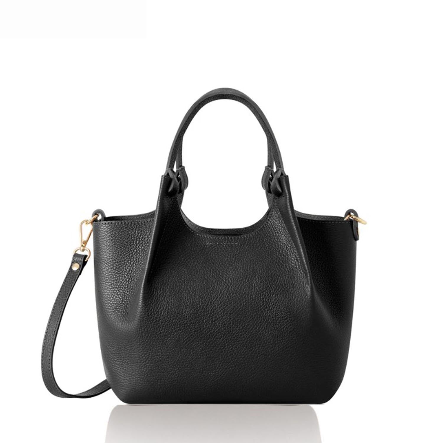Cento Leather Tote Bag Black | Betsy & Floss