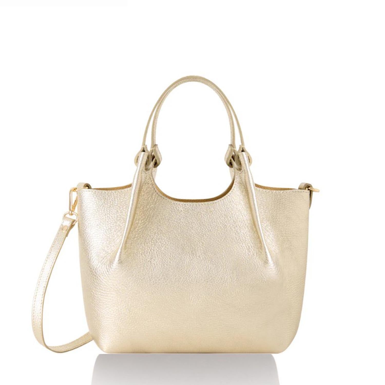 Cento Leather Tote Bag Gold | Betsy & Floss