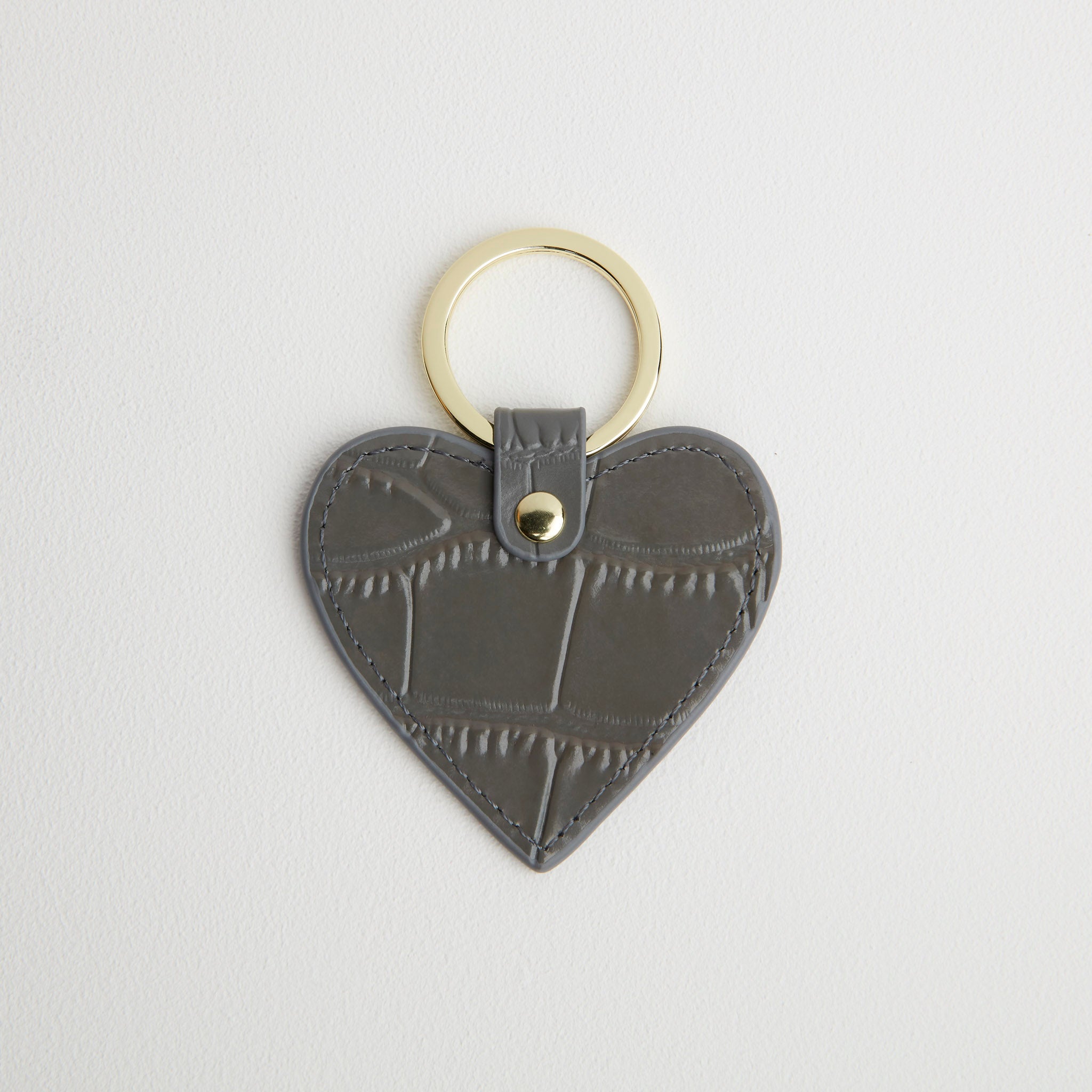 Croc Leather Heart Keyring Grey | Betsy & Floss