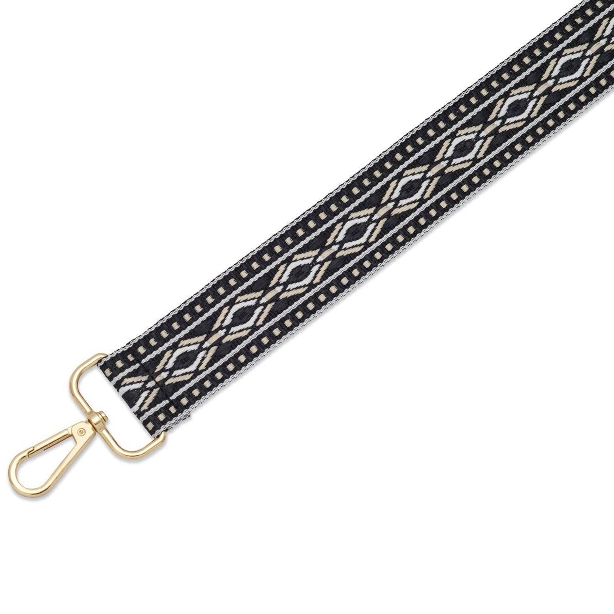 Crossbody Strap - Patterned Strap in Black (Gold Hardware) | Betsy & Floss