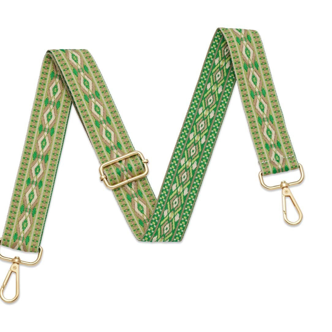 Crossbody Strap - Patterned Strap in Green (Gold Hardware) | Betsy & Floss