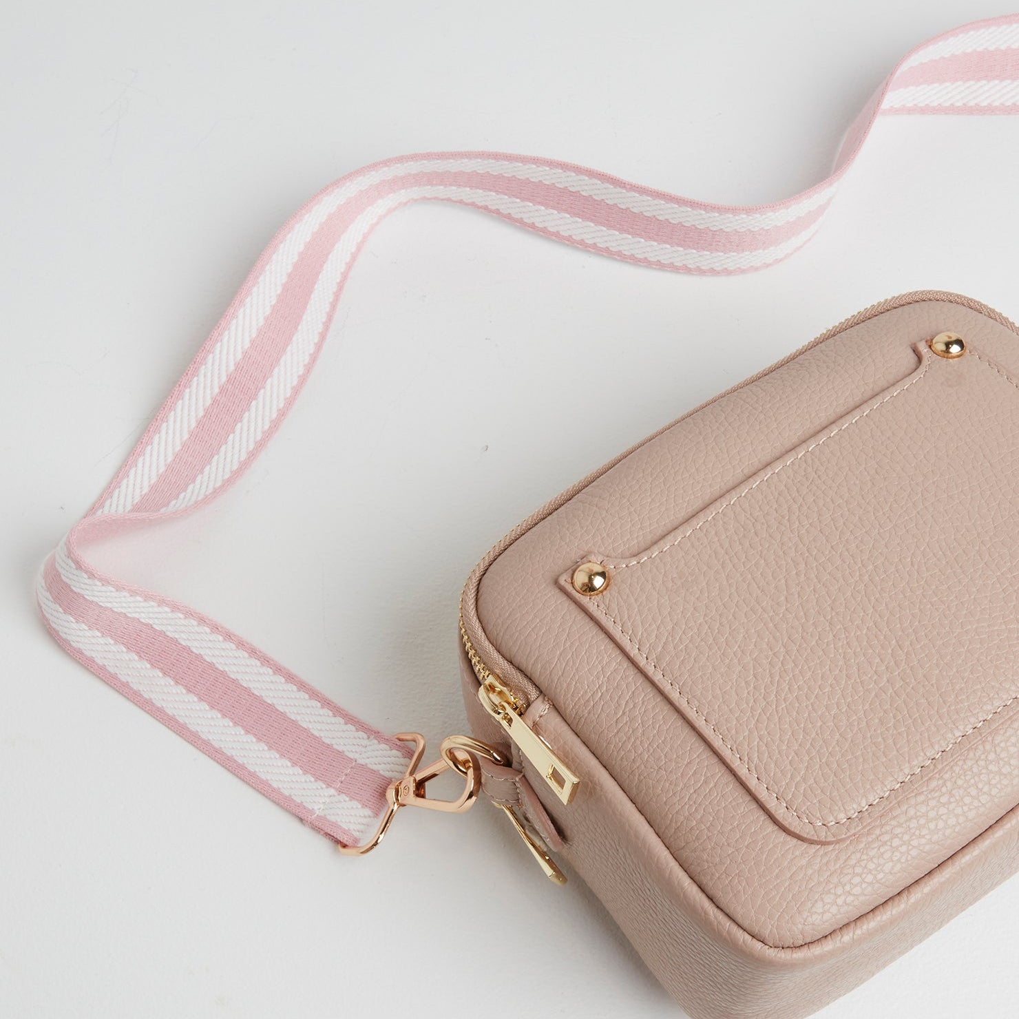 Crossbody Strap - Pink Candy Stripe (Gold Hardware) | Betsy & Floss