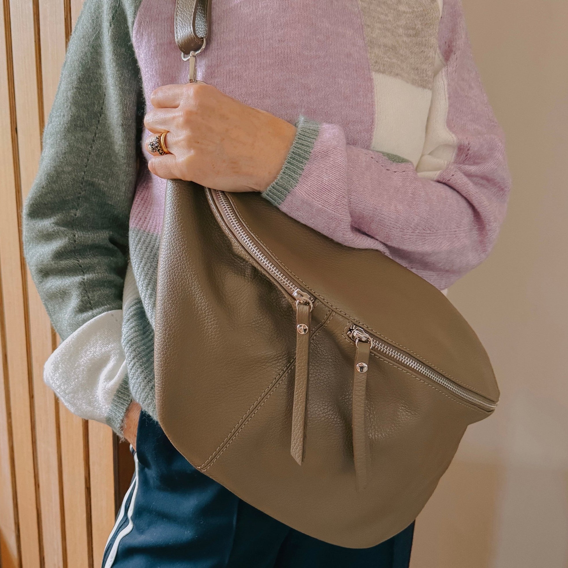 Emilia Large Crossbody Waist Bag Olive Green | Betsy & Floss