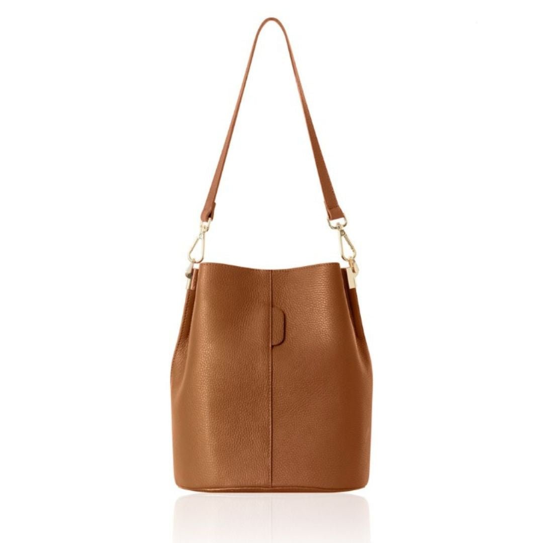 Lecco Leather Bucket Bag Tan | Betsy & Floss