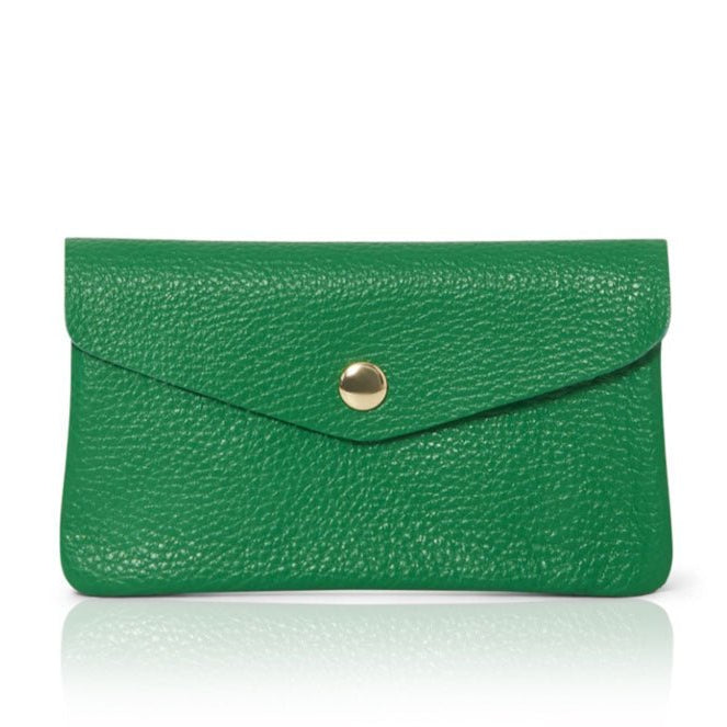 Medium Popper Leather Purse Green | Betsy & Floss