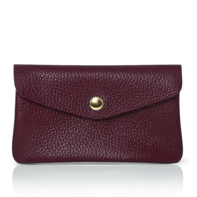 Medium Popper Leather Purse Burgundy | Betsy & Floss