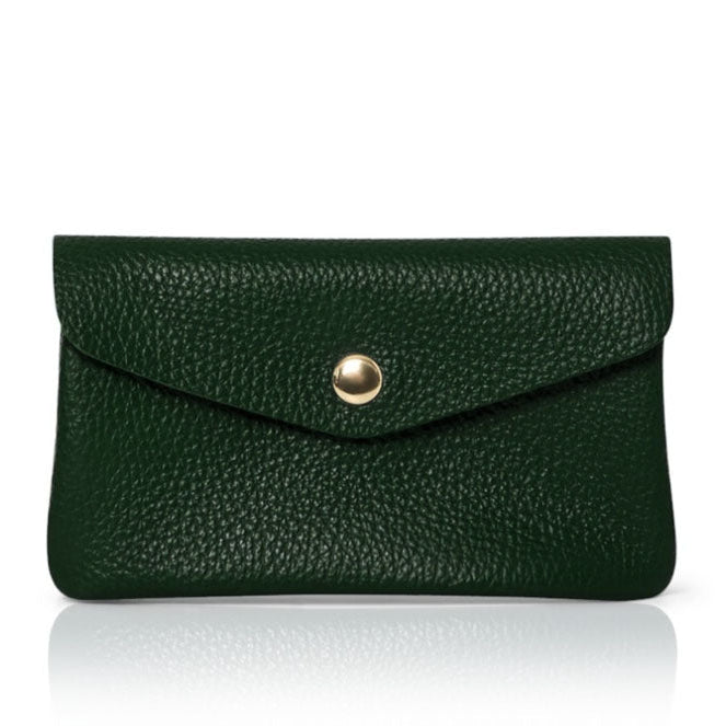 Medium Popper Leather Purse Dark Green | Betsy & Floss