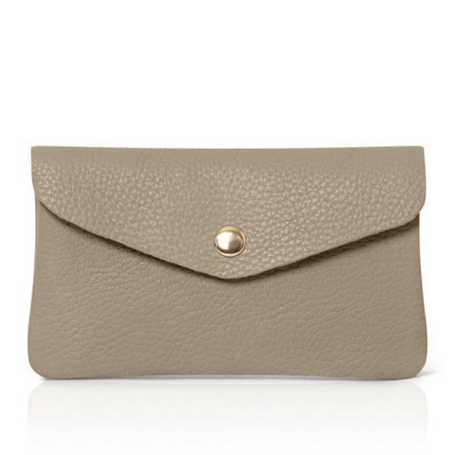 Medium Popper Leather Purse Light Taupe | Betsy & Floss
