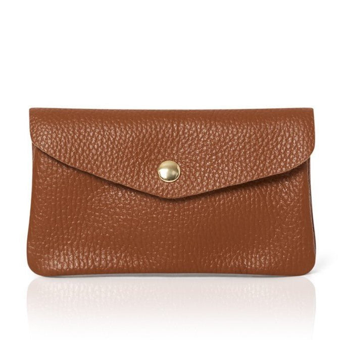Medium Popper Leather Purse Tan | Betsy & Floss