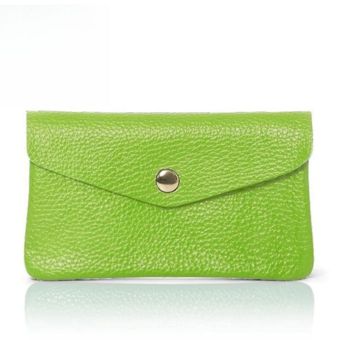 Medium Popper Leather Purse Lime Green | Betsy & Floss