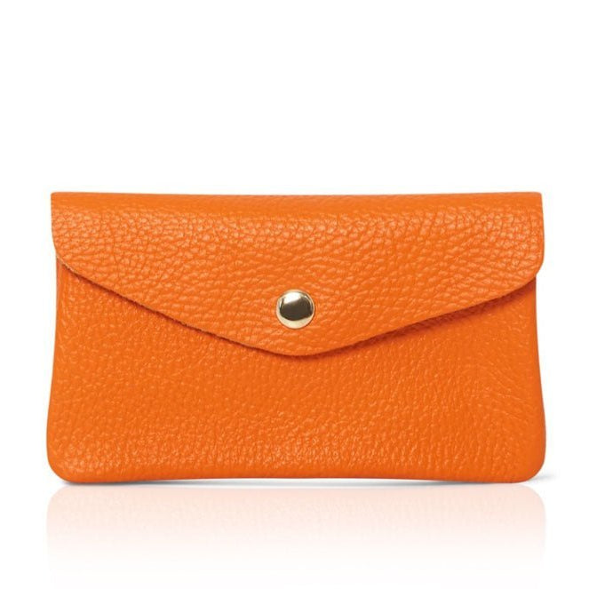 Medium Popper Leather Purse Orange | Betsy & Floss