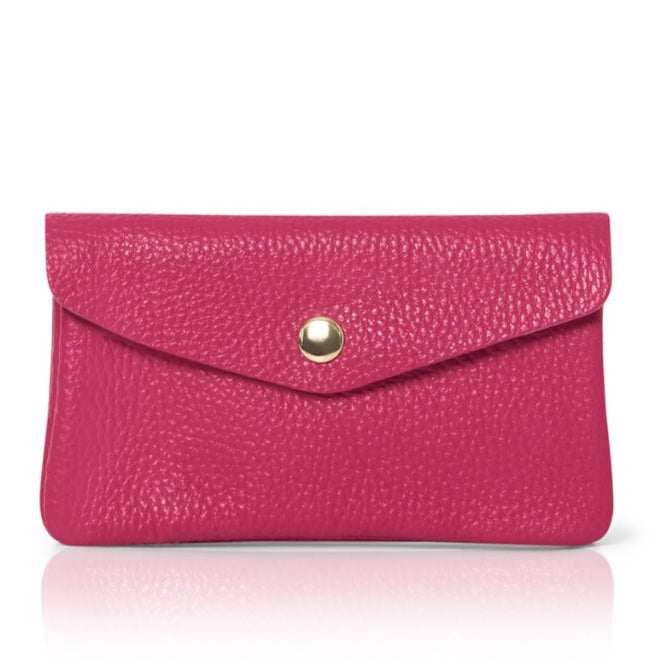 Medium Popper Leather Purse Fuchsia | Betsy & Floss