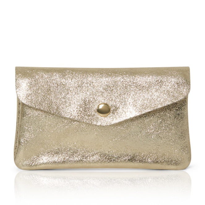 Medium Popper Leather Purse Gold | Betsy & Floss