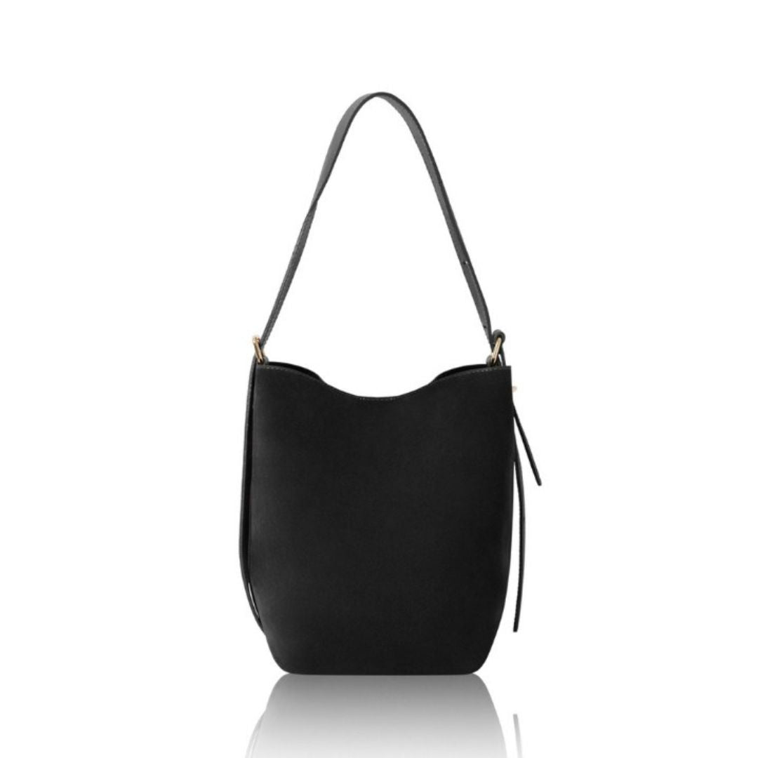 Melfi Suede Bucket Tote Bag Black | Betsy & Floss