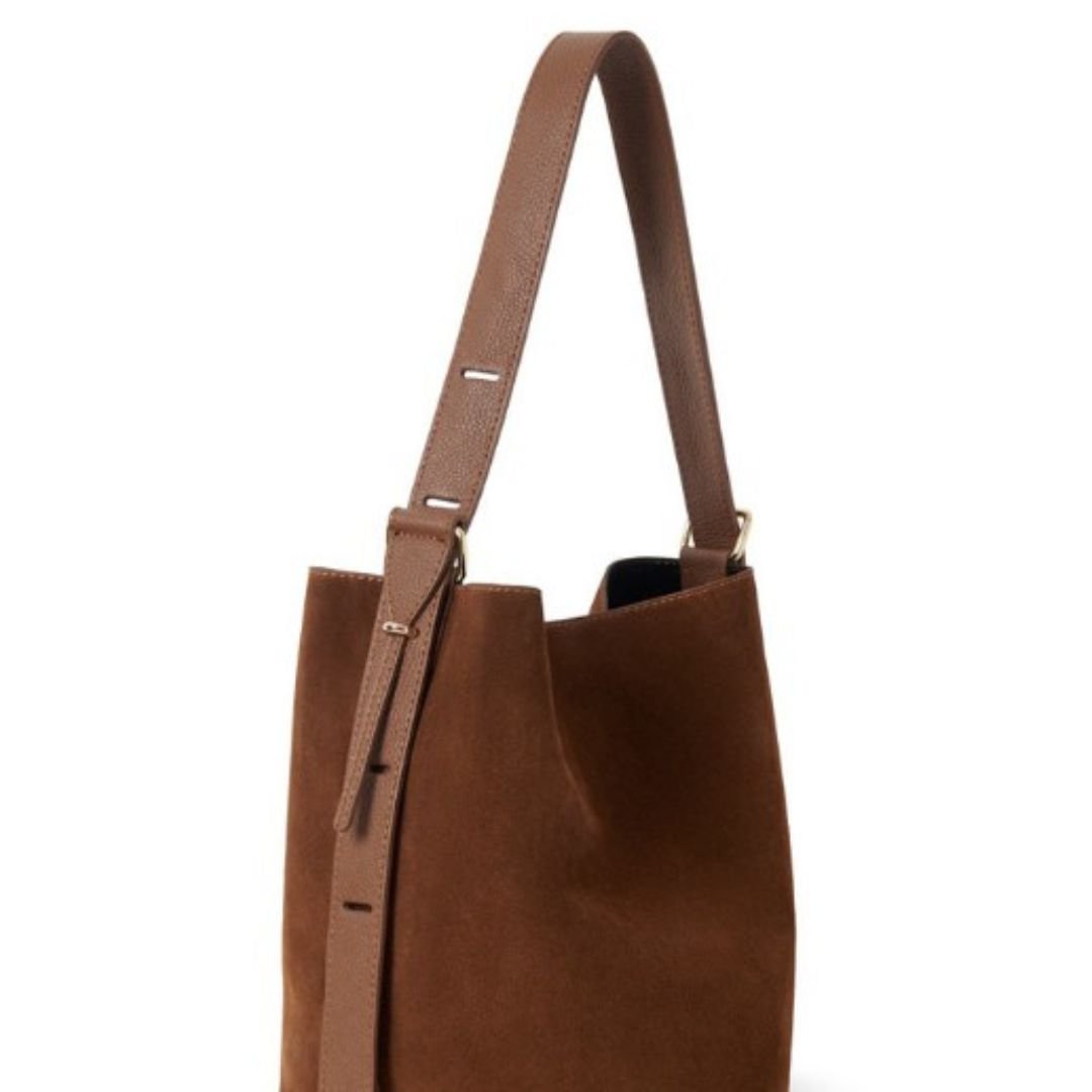 Melfi Suede Bucket Tote Bag Navy | Betsy & Floss