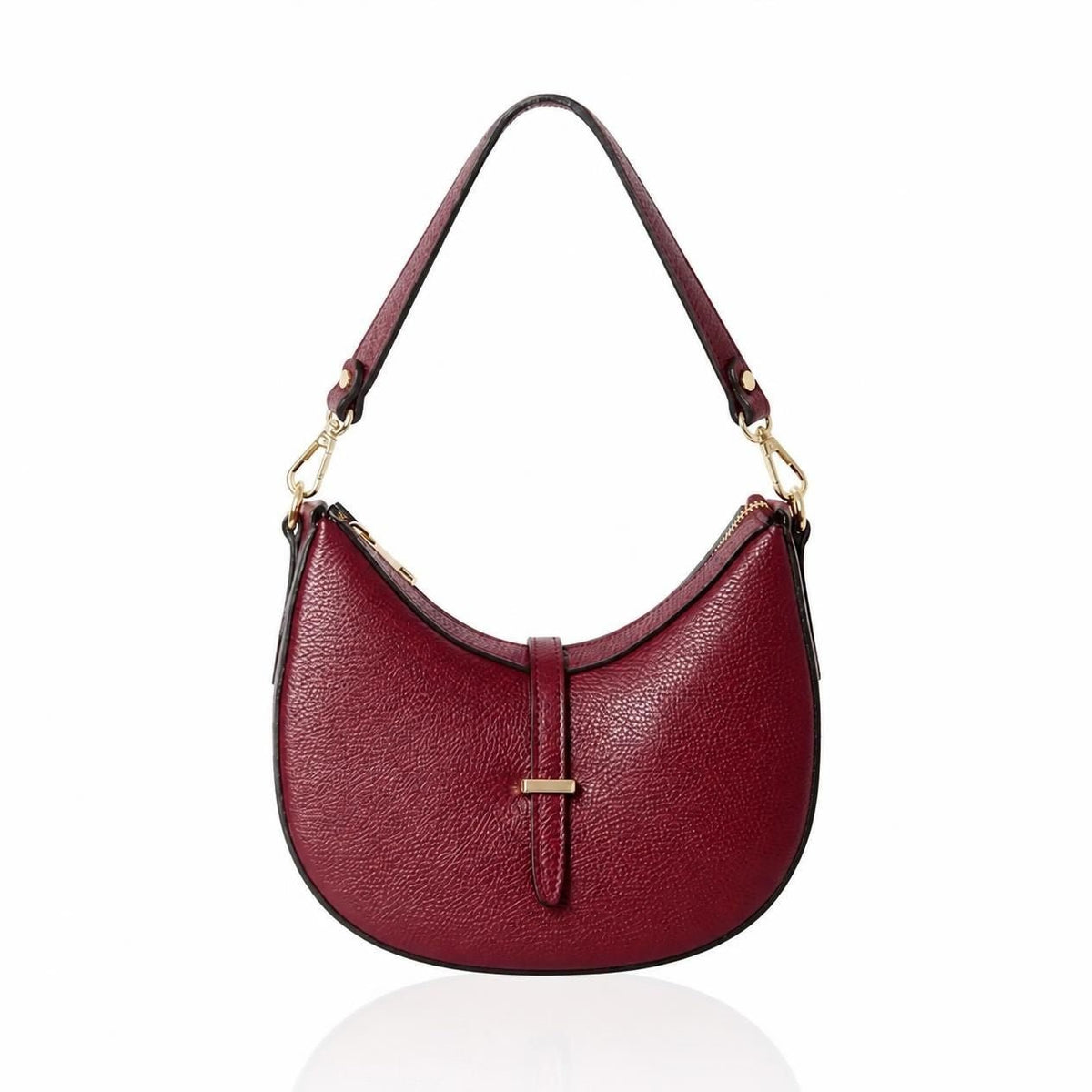 Pienza Crescent Bag -with two straps Red Plum | Betsy & Floss