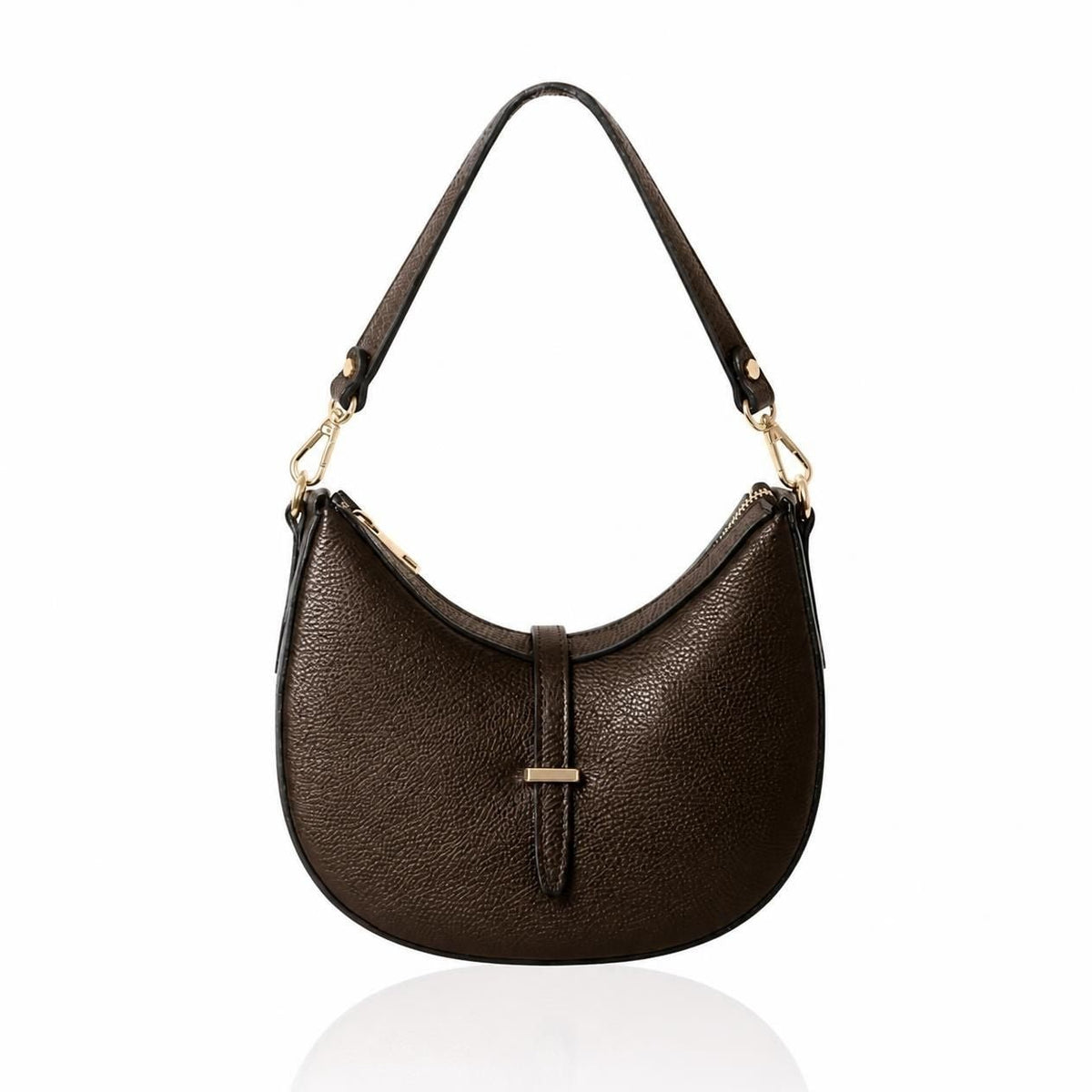 Pienza Crescent Bag -with two straps Dark Chocolate | Betsy & Floss