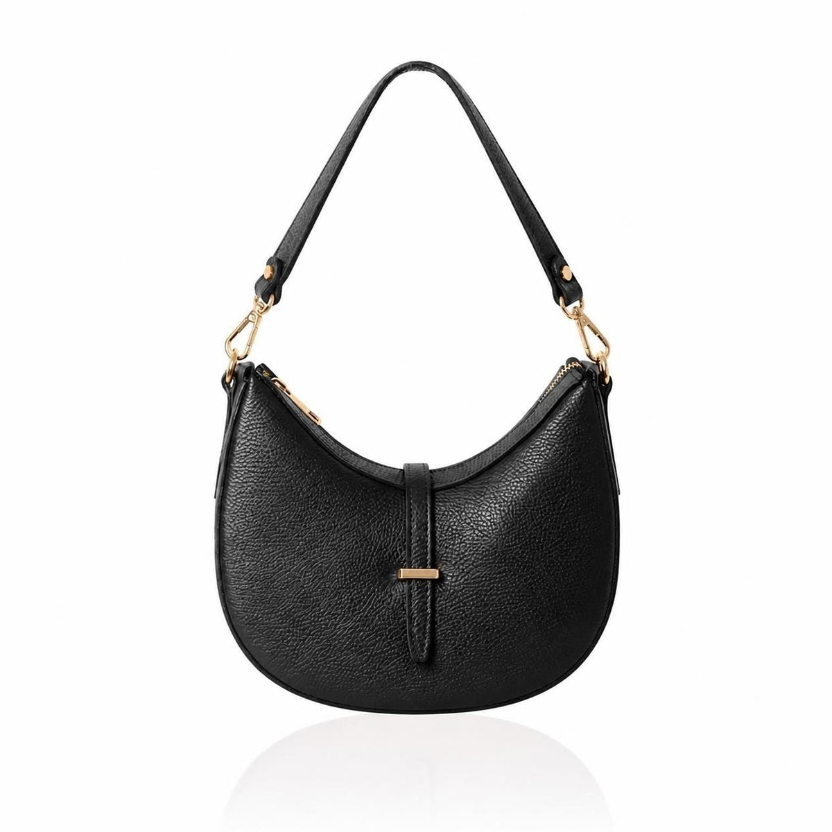 Pienza Crescent Bag -with two straps Black | Betsy & Floss