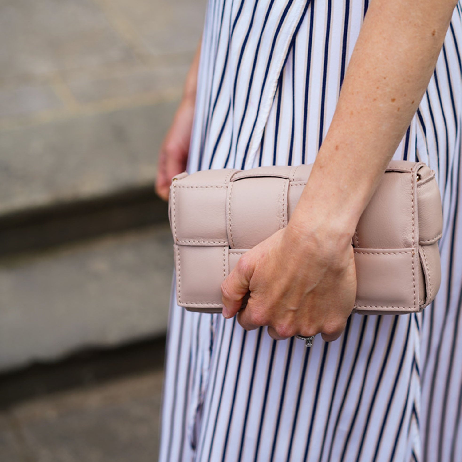 Serena Woven Clutch & Crossbody Bag Blush | Betsy & Floss