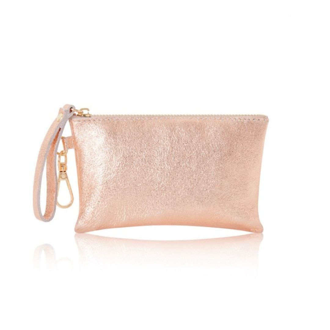 Small Zip Leather Purse Rose Gold | Betsy & Floss