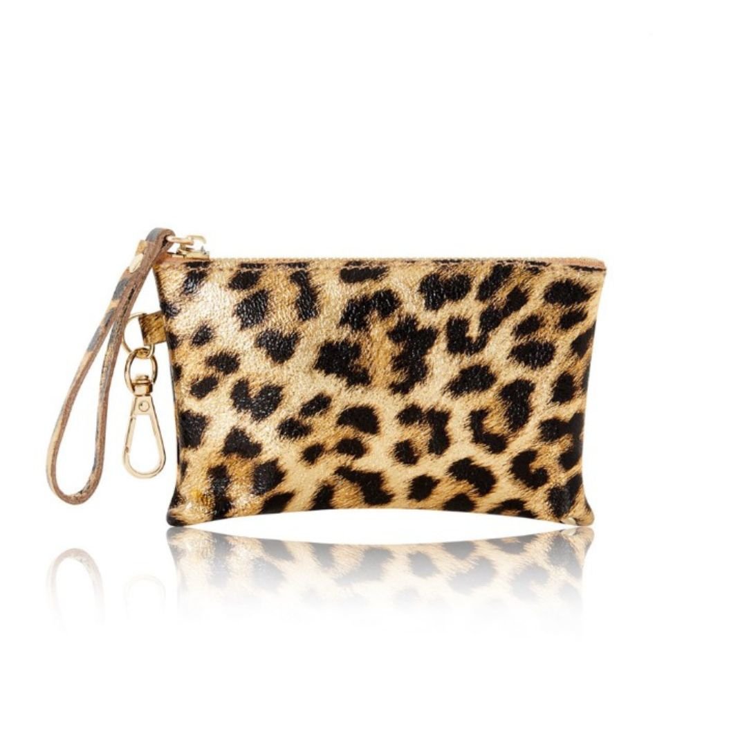 Small Zip Leather Purse Leopard Print | Betsy & Floss