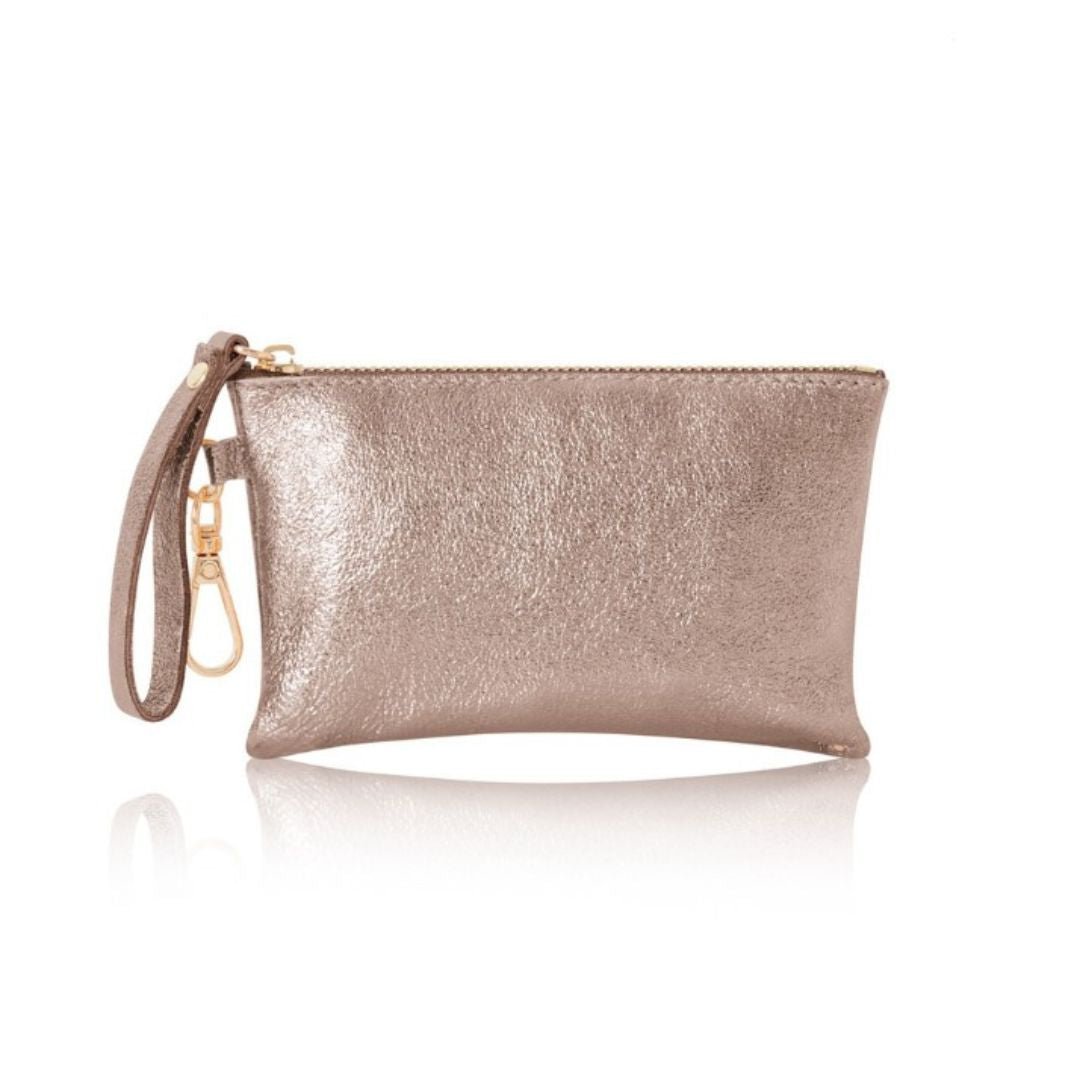 Small Zip Leather Purse Bronze | Betsy & Floss