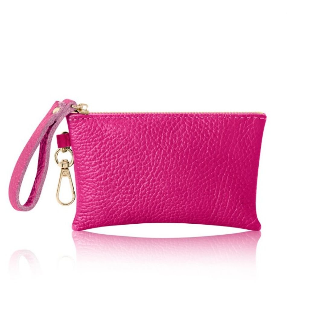 Small Zip Leather Purse Fuchsia | Betsy & Floss