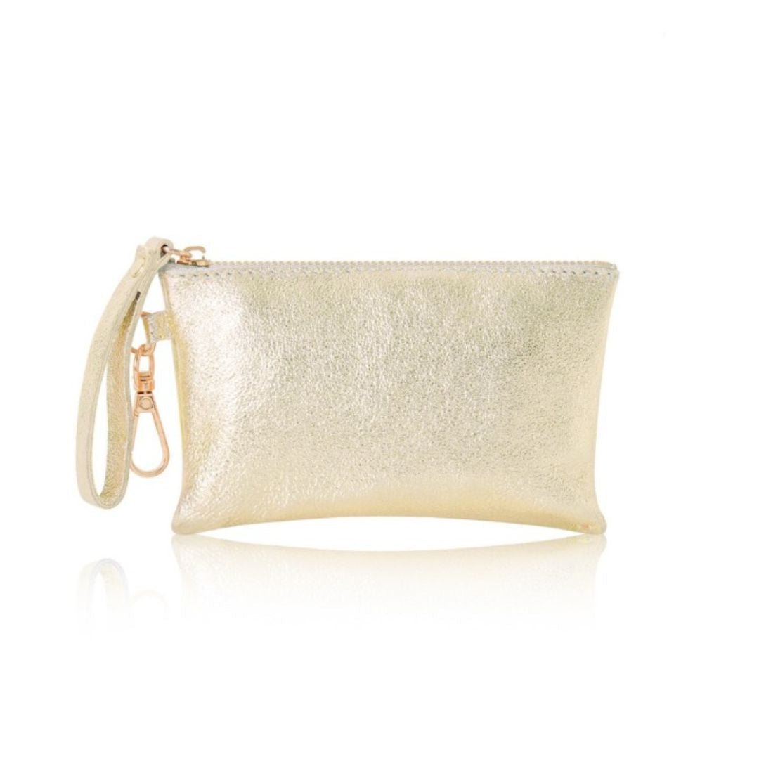Small Zip Leather Purse Gold | Betsy & Floss