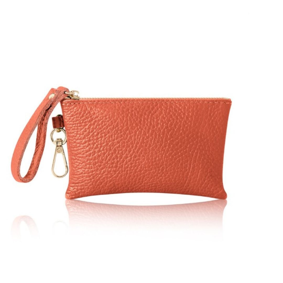 Small Zip Leather Purse Burnt Orange | Betsy & Floss
