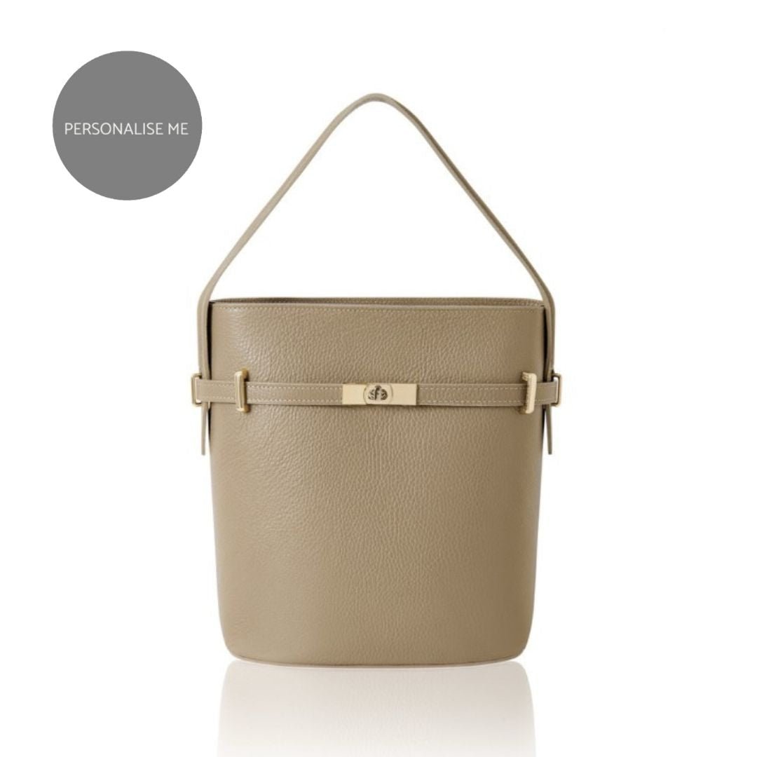 Sora Large Leather Bucket Bag Navy Blue | Betsy & Floss