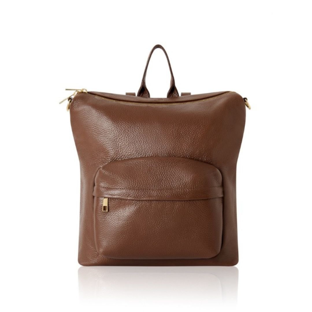 Tivoli Leather Backpack or Shoulder Bag Chocolate | Betsy & Floss