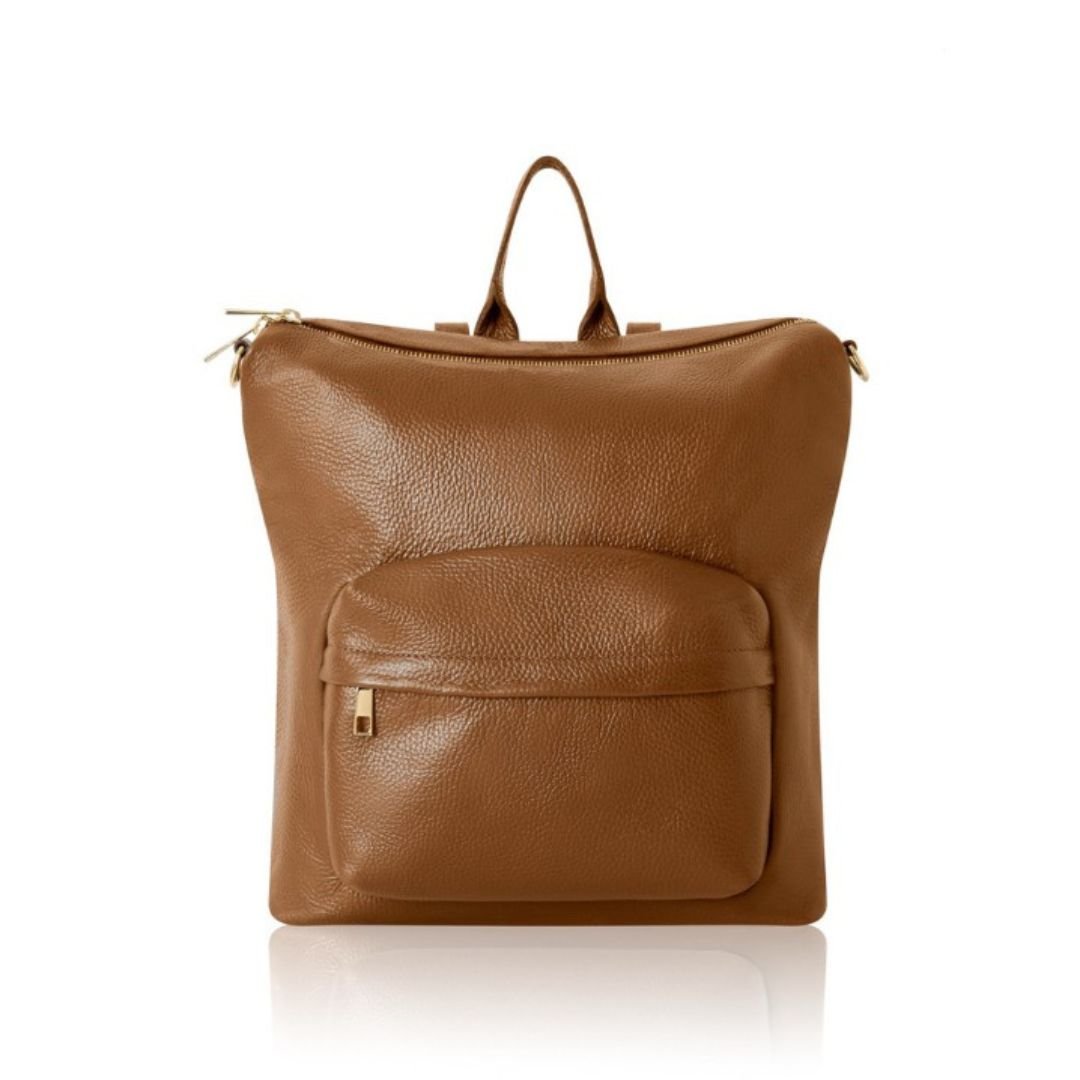 Tivoli Leather Backpack or Shoulder Bag Tan | Betsy & Floss