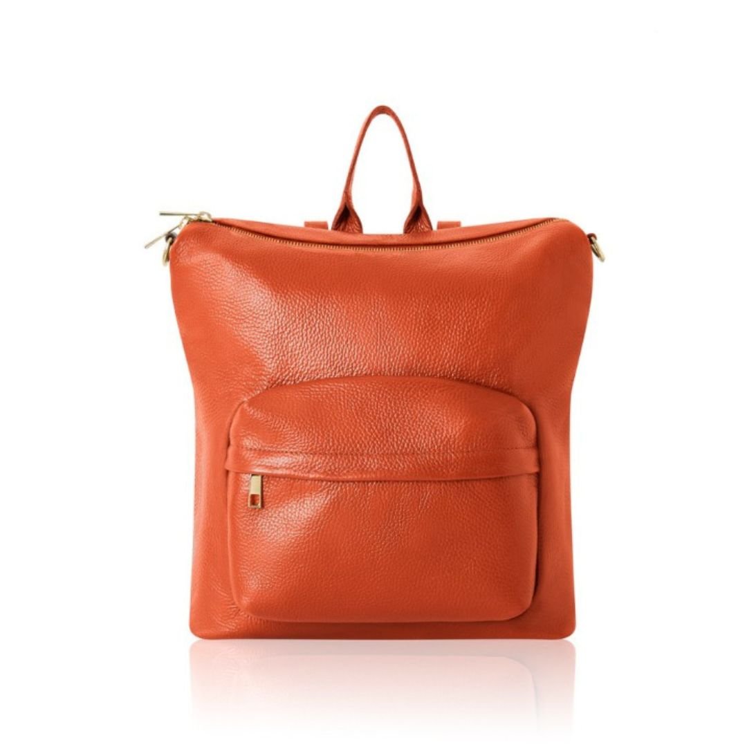 Tivoli Leather Backpack or Shoulder Bag Burnt Orange | Betsy & Floss