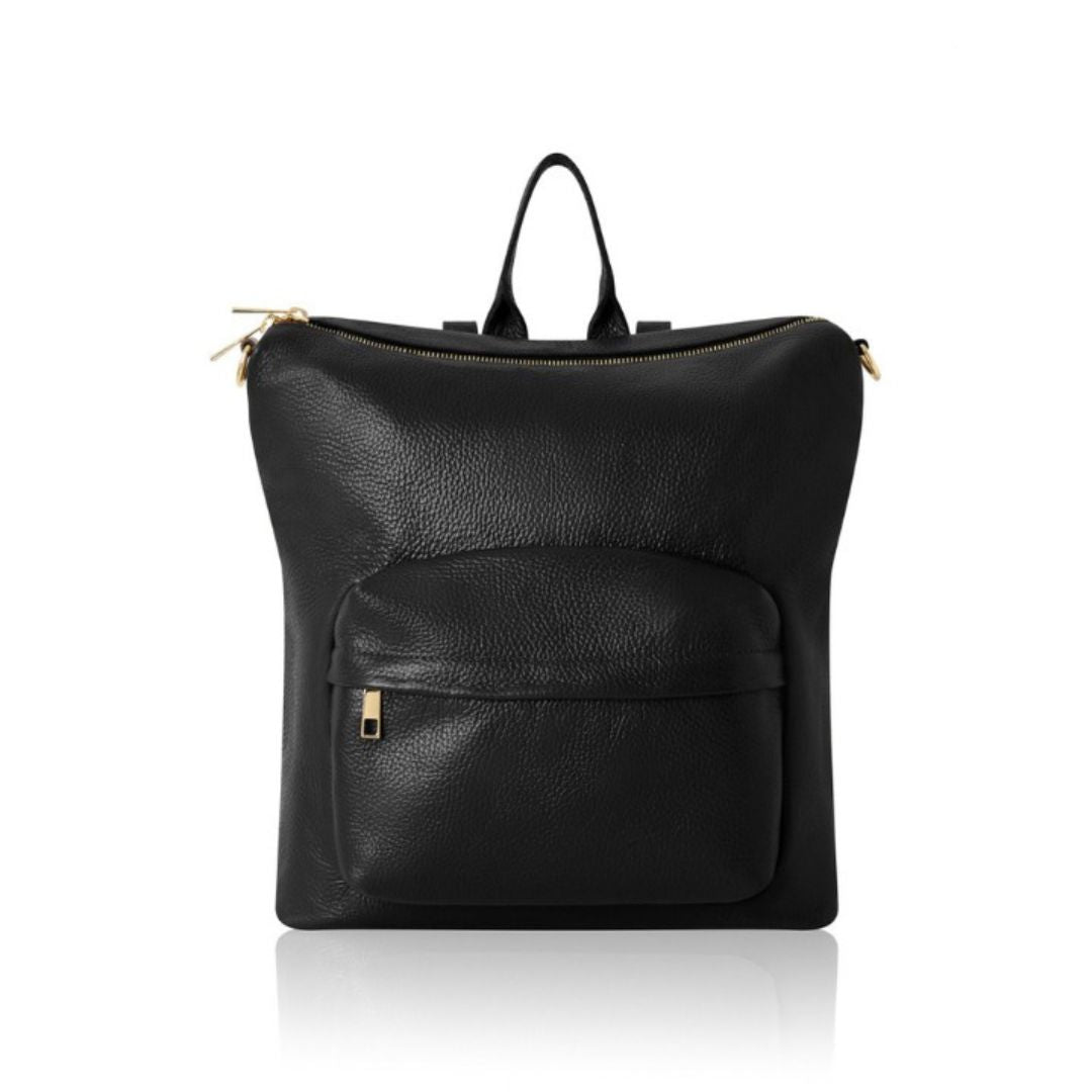 Tivoli Leather Backpack or Shoulder Bag Black | Betsy & Floss