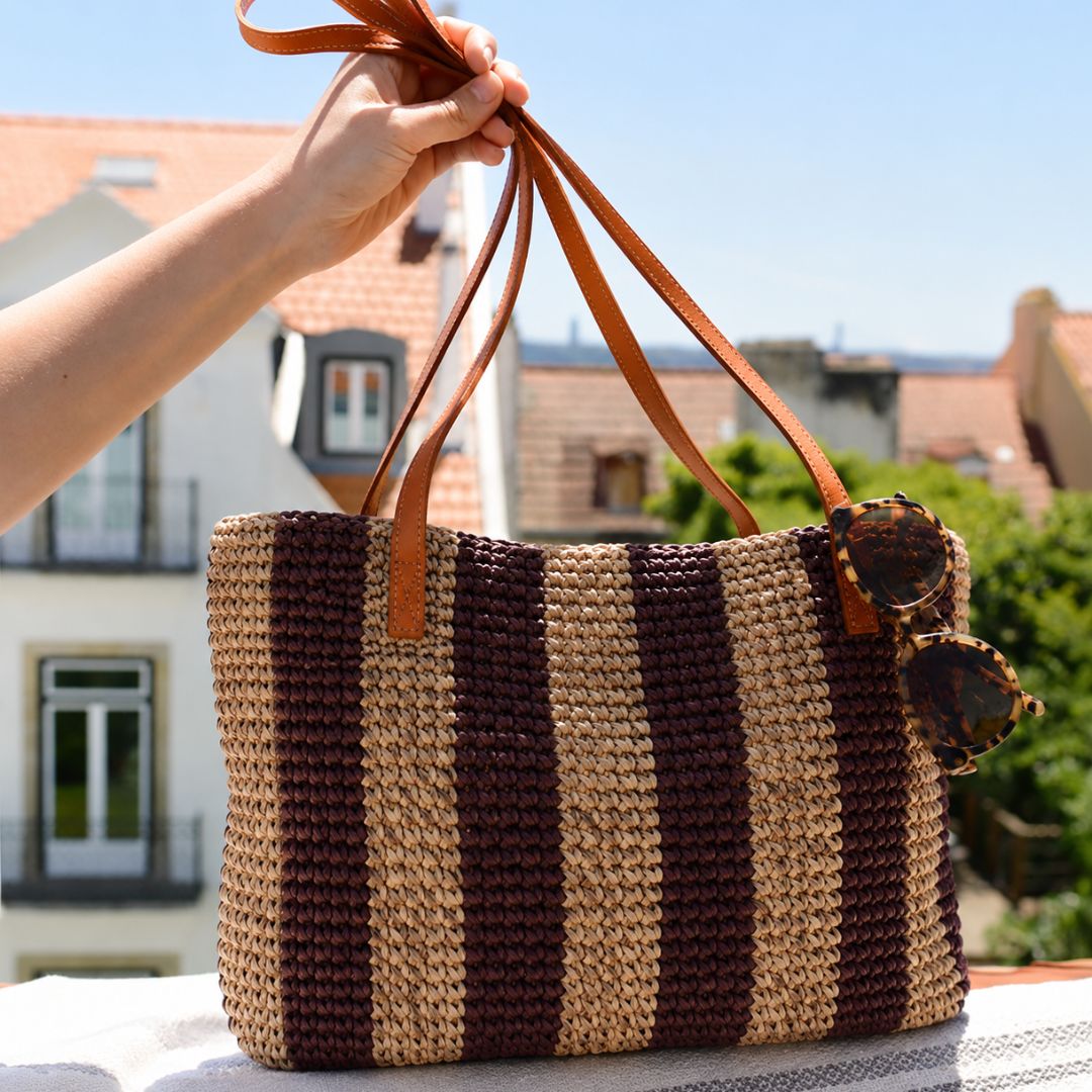 Tual Striped Basket Bag | Betsy & Floss