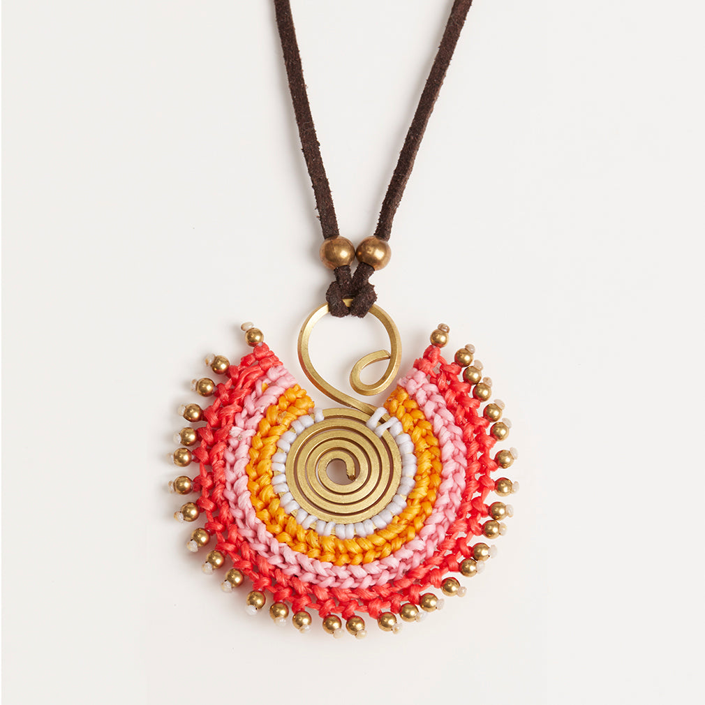 Statement Necklace in Reds, Pendant Detail | Betsy & Floss