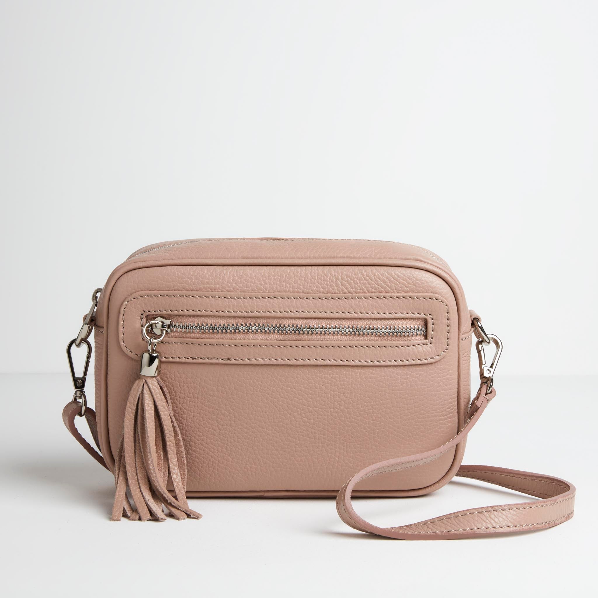 Florence - Crossbody Bag in Blush with Pastel Strap | Betsy & Floss