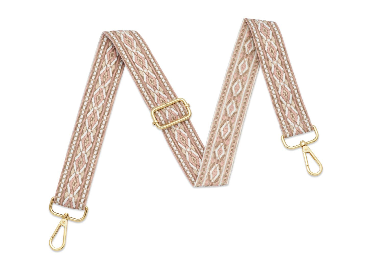 Crossbody Strap - Patterned Strap in Blush Pink (Gold Hardware) | Betsy & Floss