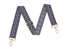 Crossbody Strap - Patterned Strap in Dark Blue (Gold Hardware) | Betsy & Floss