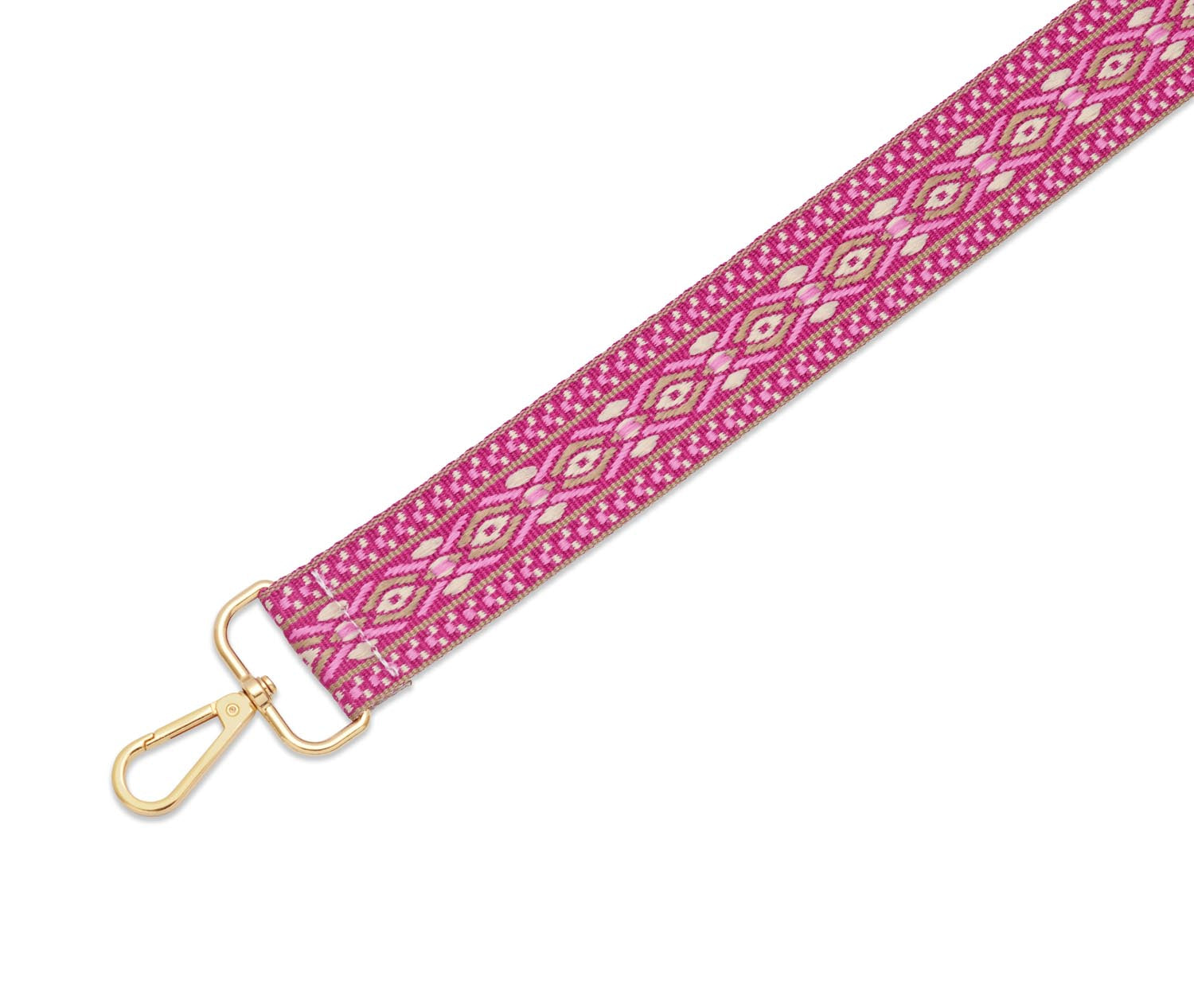 Crossbody Strap - Patterned Strap in Fuchsia Pink (Gold Hardware) | Betsy & Floss